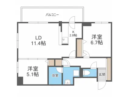 レジディア円山北5条(2LDK/4階)の間取り写真