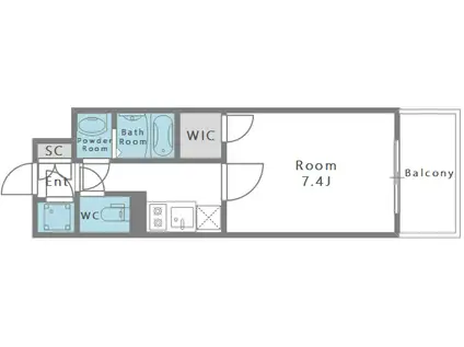 エスリード中之島クロスゲート(1K/6階)の間取り写真