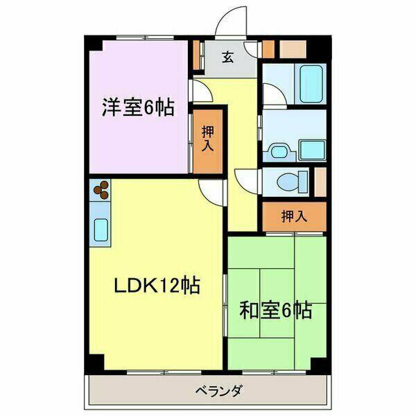 グランメール竹内(2LDK/3階)の間取り写真