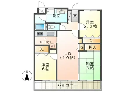 モアグレース大黒(3LDK/4階)の間取り写真