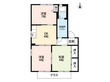 パディアスA(3DK/2階)の間取り写真