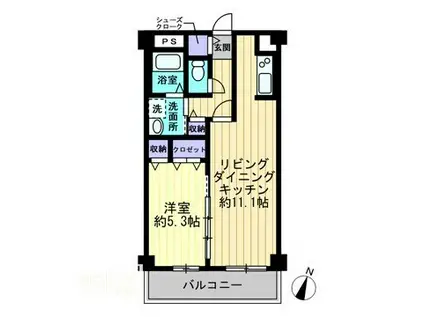 セレ グレージュ(1LDK/3階)の間取り写真