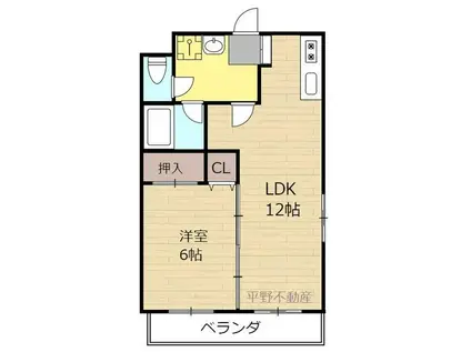 パラッツォ櫛原(1LDK/4階)の間取り写真