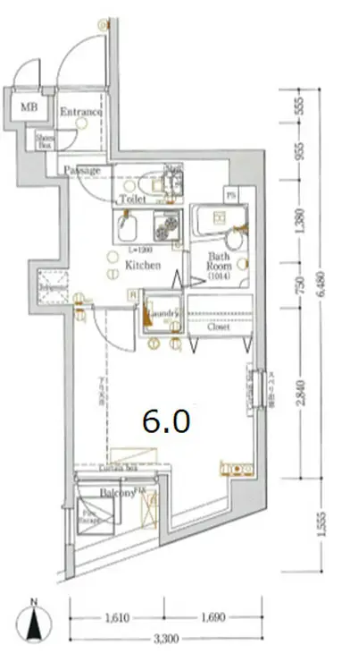 XEBEC中延 6階階 間取り