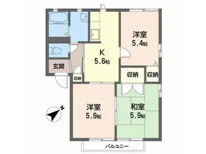 シエスタ(3K/2階)の間取り写真