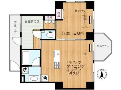 モンテヴェルデ神楽坂弐番館(1LDK/3階)の間取り写真