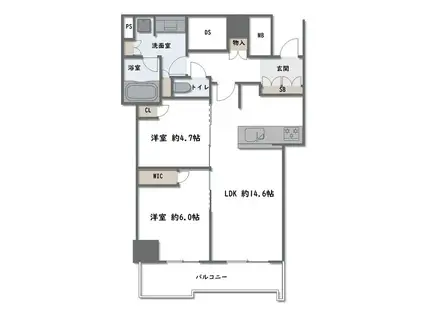 シエリアタワー大阪堀江(2LDK/33階)の間取り写真