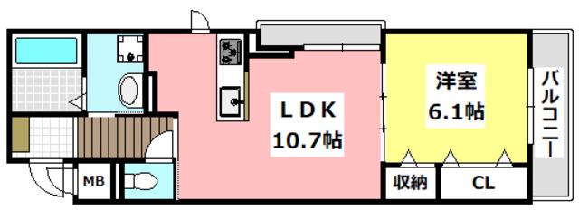 M.BONITO(1LDK/2階)の間取り写真