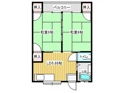 第一コーポ井島(2DK/2階)の間取り写真