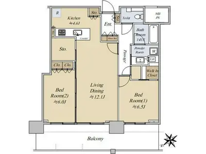 シティタワー広島(2LDK/45階)の間取り写真