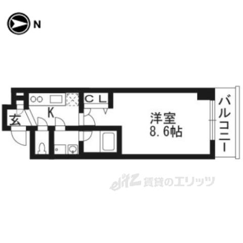 ベラジオ京都洛南グルーブ(1K/3階)の間取り写真