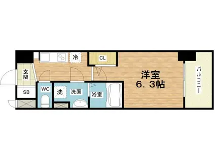 アドバンス天王寺南パキラ(1K/8階)の間取り写真