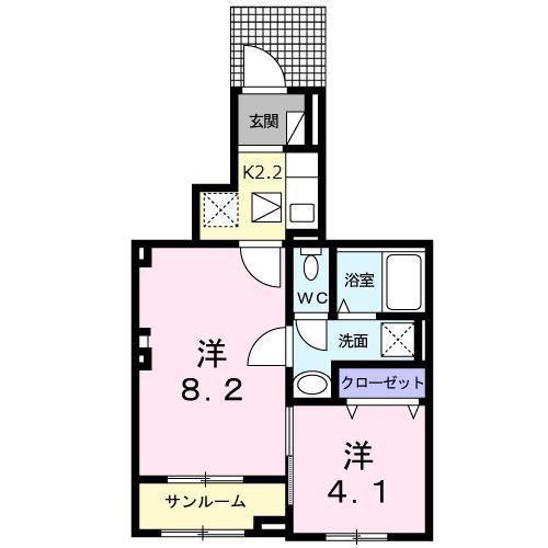 サニープレイス竹末(2K/1階)の間取り写真