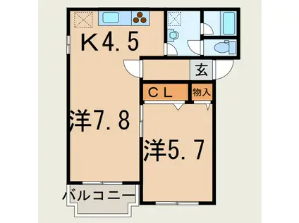 ヒーロー1番館(1LDK/1階)の間取り写真