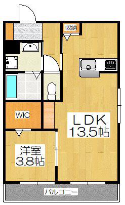 アイル京都山科(1LDK/2階)の間取り写真