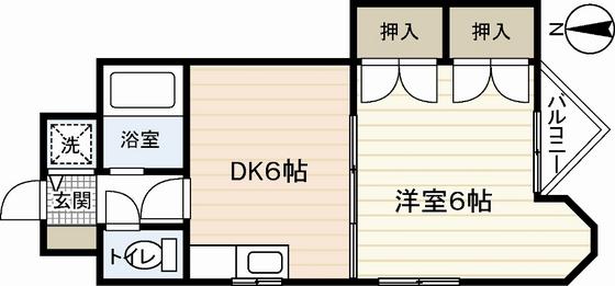 第2ホウライツルハウス(1DK/4階)の間取り写真