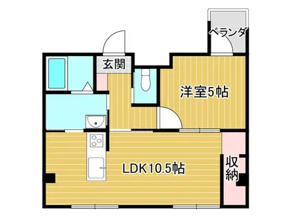 メゾンこやま北棟(1LDK/4階)の間取り写真