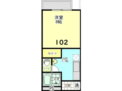 サニーサイド(1K/1階)の間取り写真