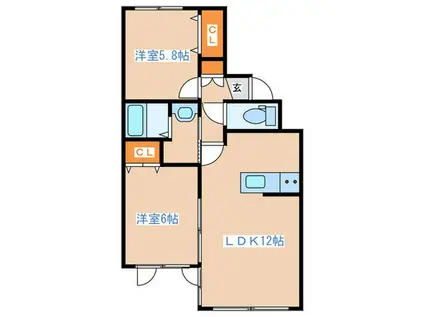 EFFORT澄川(2LDK/3階)の間取り写真