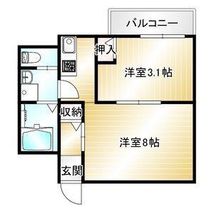 アジール・シエル(1LDK/1階)の間取り写真