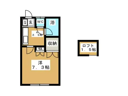 メゾンキャンパスヒルA(1K/2階)の間取り写真