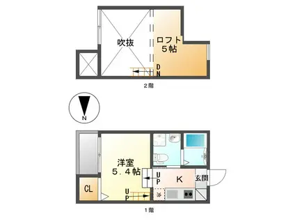 JEUNESSE石場(1K/2階)の間取り写真