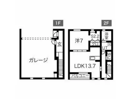 GARAGEAII(1SLDK/2階)の間取り写真