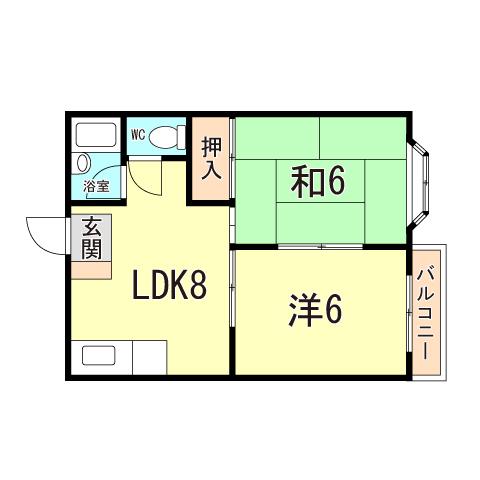 大蔵谷ハイツ(2DK/2階)の間取り写真