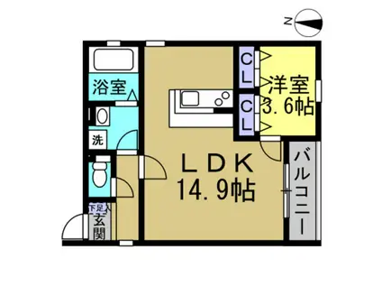 LEGIOIE新瑞橋駅(1LDK/4階)の間取り写真