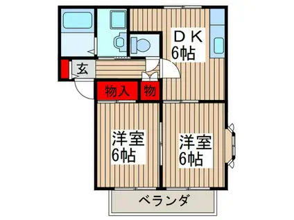 アドバンス(2DK/1階)の間取り写真