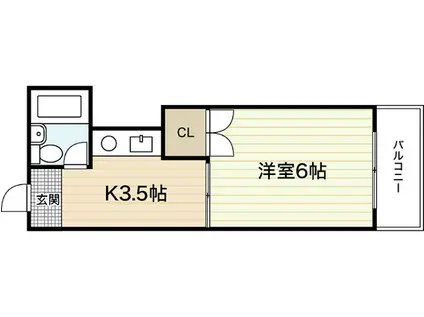 ヴィラ翠町(1K/1階)の間取り写真