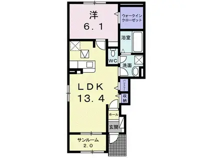 コンフォール(1LDK/1階)の間取り写真