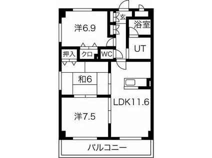 BELL COURT AWANO(3LDK/2階)の間取り写真