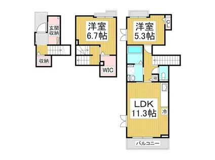 クレセント VII(2LDK/2階)の間取り写真