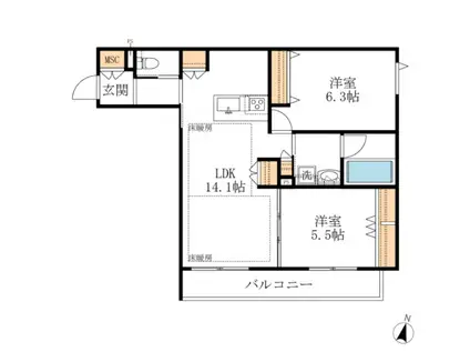 PADDINGTON(2LDK/2階)の間取り写真