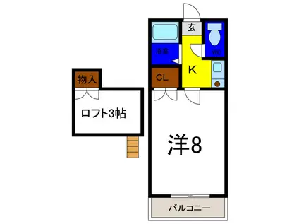 ロフトハウス川内(1K/1階)の間取り写真