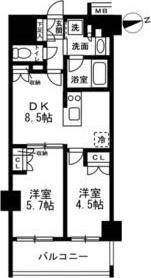 デュオステージ大山(2DK/7階)の間取り写真