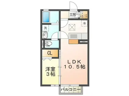 COMODO楠III(1LDK/1階)の間取り写真