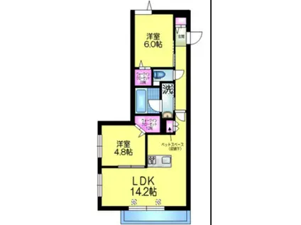エトワールヴァリ プリミエ(2LDK/1階)の間取り写真