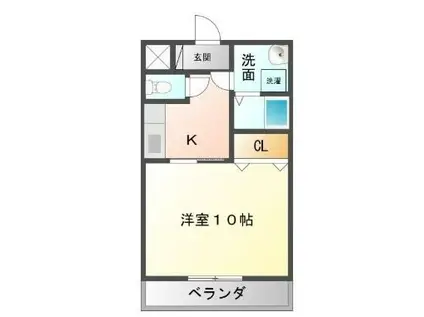 スズカ沖野上(1K/2階)の間取り写真