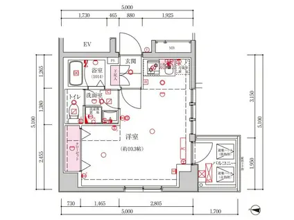 ベルシード新大橋(ワンルーム/4階)の間取り写真