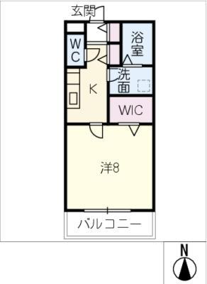 BELLE LEAD 小津(1K/1階)の間取り写真
