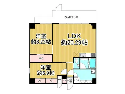 プレジオ西宮北口(2LDK/1階)の間取り写真