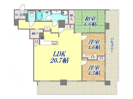 エイヴィスタワー西宮(3LDK/11階)の間取り写真