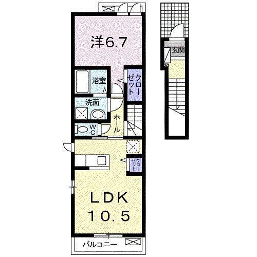 プラシードT(1LDK/2階)の間取り写真