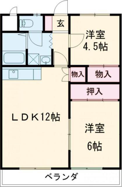 グランドハイツ森山(2LDK/5階)の間取り写真