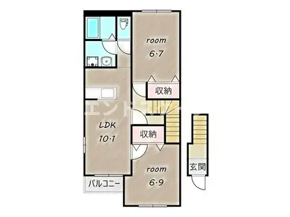 フォレストII(2LDK/2階)の間取り写真