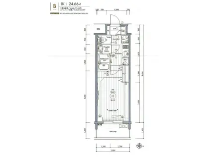 エステムコート名古屋新栄VI アートテラス(1K/11階)の間取り写真