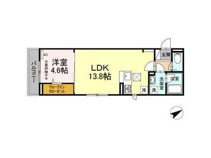 FRONT OF KOGANEI STATION(1LDK/1階)の間取り写真