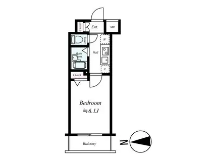 菱和パレス御茶ノ水湯島天神町(1K/8階)の間取り写真